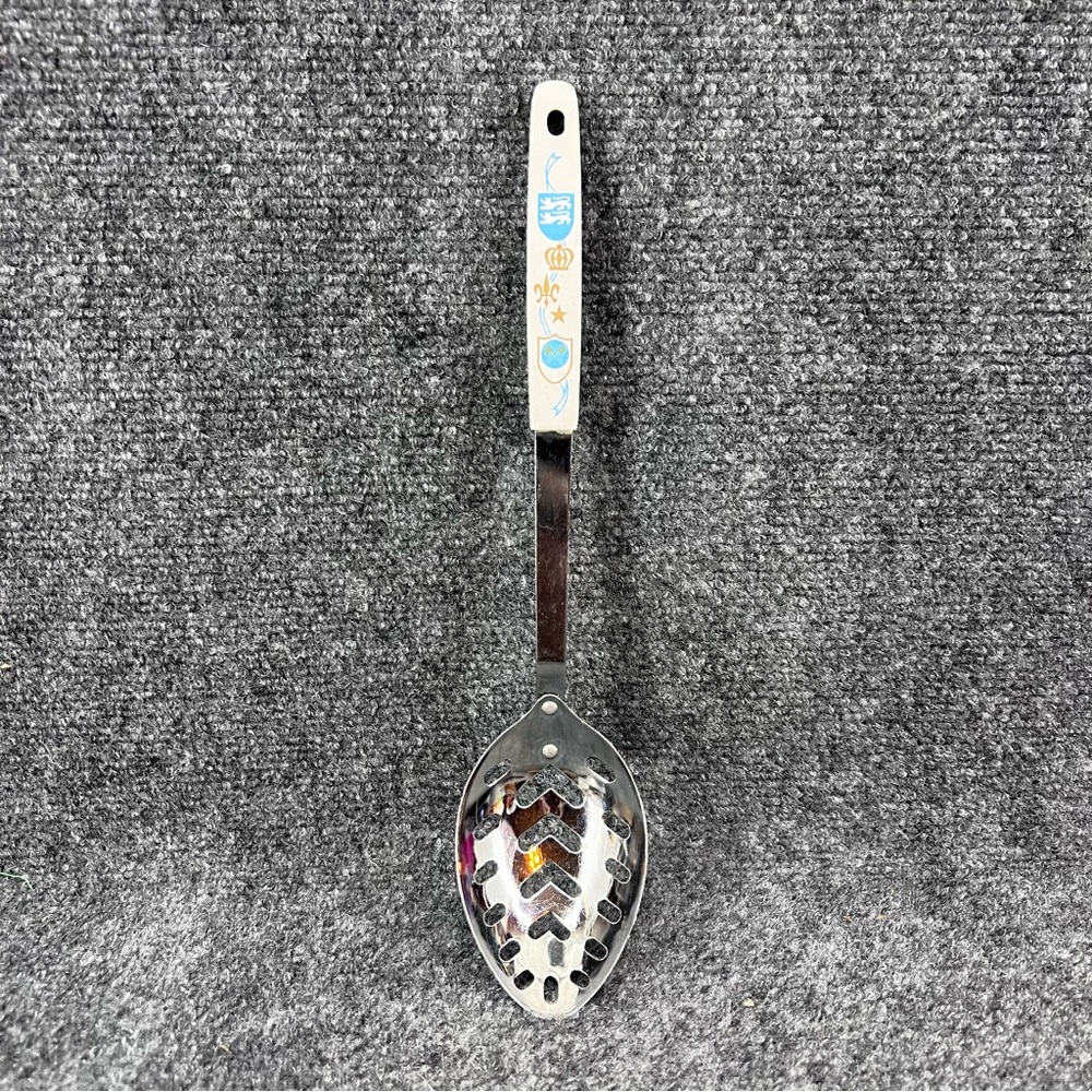 Vtg Japan Household Deluxe Dutch Design Lion, Crown, Fleur de Lis Slotted Spoon